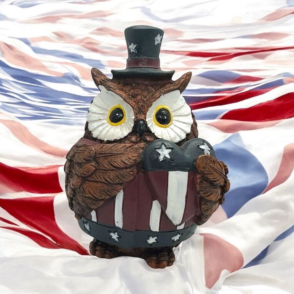 PATRIOTIC OWL FIGURINE FOR JULY 4TH INDEPENDENCE DAY CELEBRATION